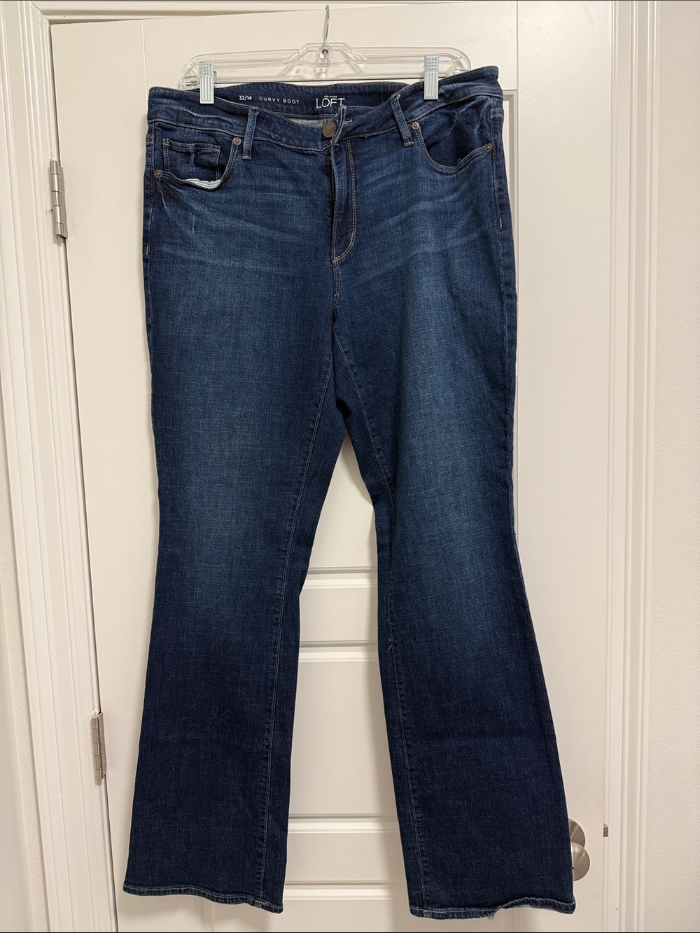 LOFT Curvy Dark Blue Flare Jeans - Women's Wide Leg